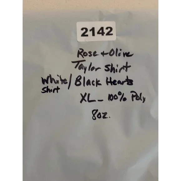 Rose Olive Womens XL White Black Hearts Print Button Up Shirt Long Sleeve blouse - Picture 10 of 10